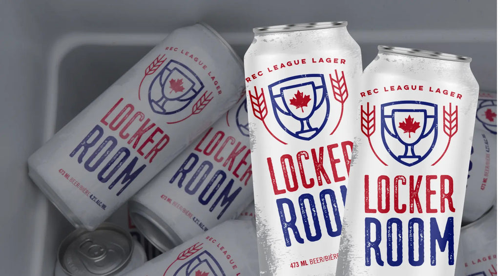 Lots of cans of Locker Room lager in a cooler